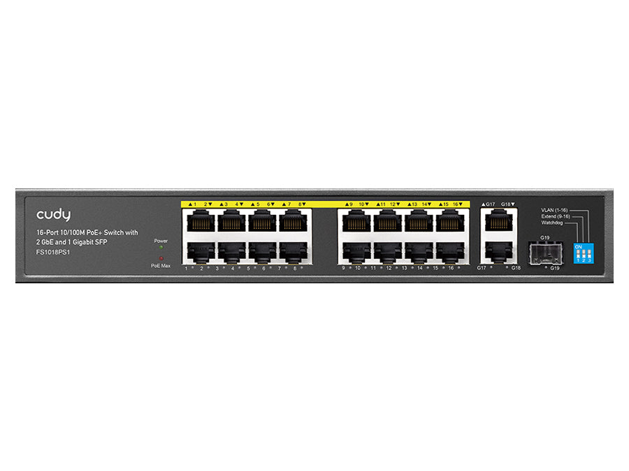 Cudy 16 Port Fast Ethernet PoE 190W 2 Gigabit 1SFP Switch | Cudy | Buy in South Africa — Mozee Solutions