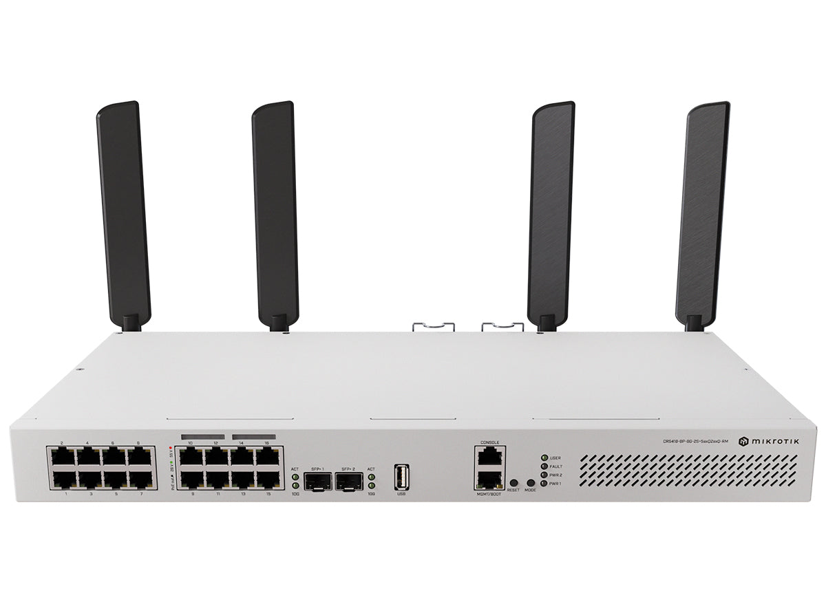 MikroTik Cloud Router Switch 16 Port with 8 PoE 150W 2SFP+ WiFi 6 | CRS418-8P-8G-2S+5axQ2axQ-RM