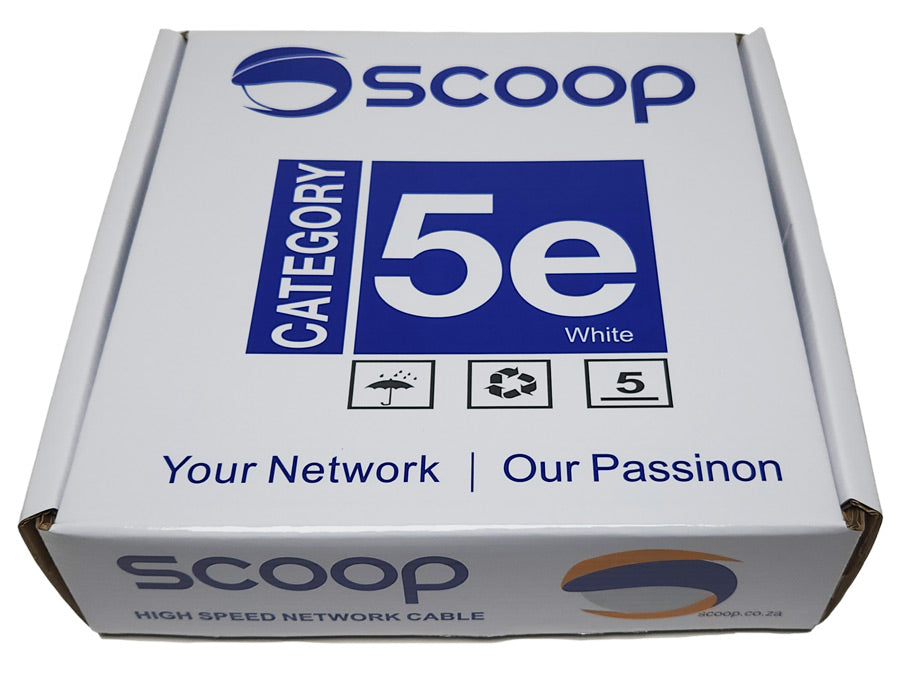 Scoop 100m Box Cat5e CCA White UTP Cable | Scoop | Buy in South Africa — Mozee Solutions