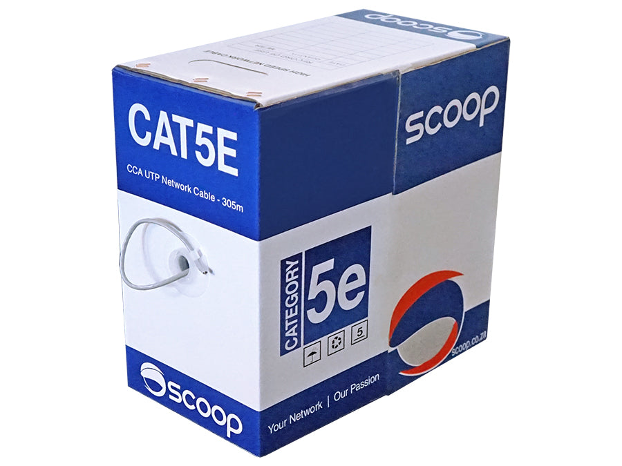 Scoop 305m Box Cat5e CCA Grey UTP Cable | Scoop | Buy in South Africa — Mozee Solutions