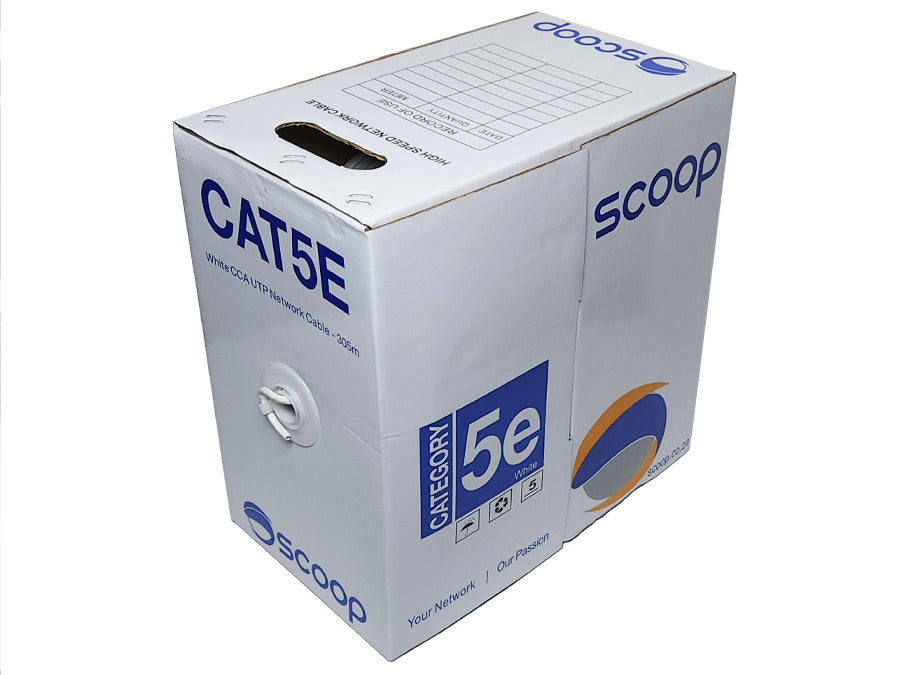 Scoop 305m Box Cat5e CCA White UTP Cable | Scoop | Buy in South Africa — Mozee Solutions