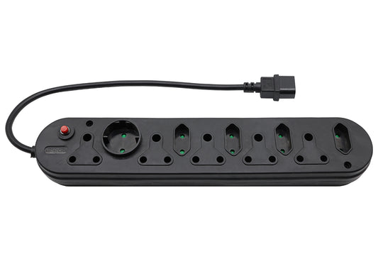Multi Plug 5x16A 5x5A 0.5m IEC Cord Black