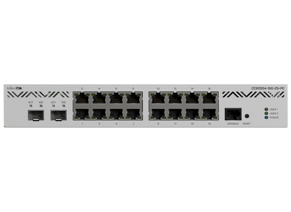MikroTik Cloud Core 16 Port Gigabit 2SFP+ Passive Cooling Router | CCR2004-16G-2S+PC