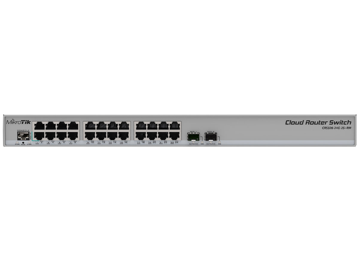 MikroTik Cloud Router Switch 24 Port Gigabit 2SFP+ | CRS326-24G-2S+RM