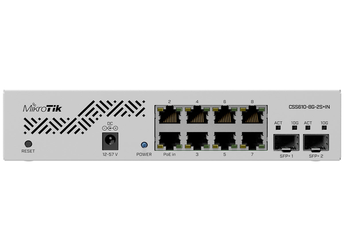 MikroTik SwOS Lite Cloud Smart Switch 8 Port Gigabit 2SFP+ PoE Input | CSS610-8G-2S+IN