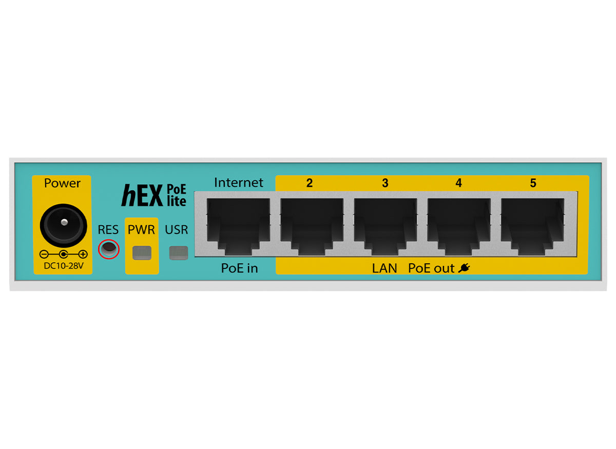 MikroTik hEX PoE Lite 5 Port Ethernet 4 PoE Router | RB750UPr2