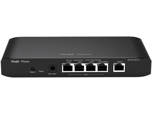 Reyee 5 Port Gigabit 2 WAN 4 PoE 54W 100 User Cloud Router | RG-EG105G-P