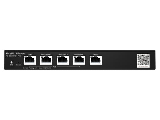 Reyee 5 Port Gigabit 4 WAN 4 PoE 60W 300 User Cloud Router | RG-EG305GH-P-E