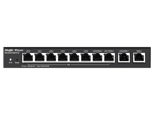 Reyee 10 Port Gigabit 4 WAN 8 PoE 110W 300 User Cloud Router | RG-EG310GH-P-E