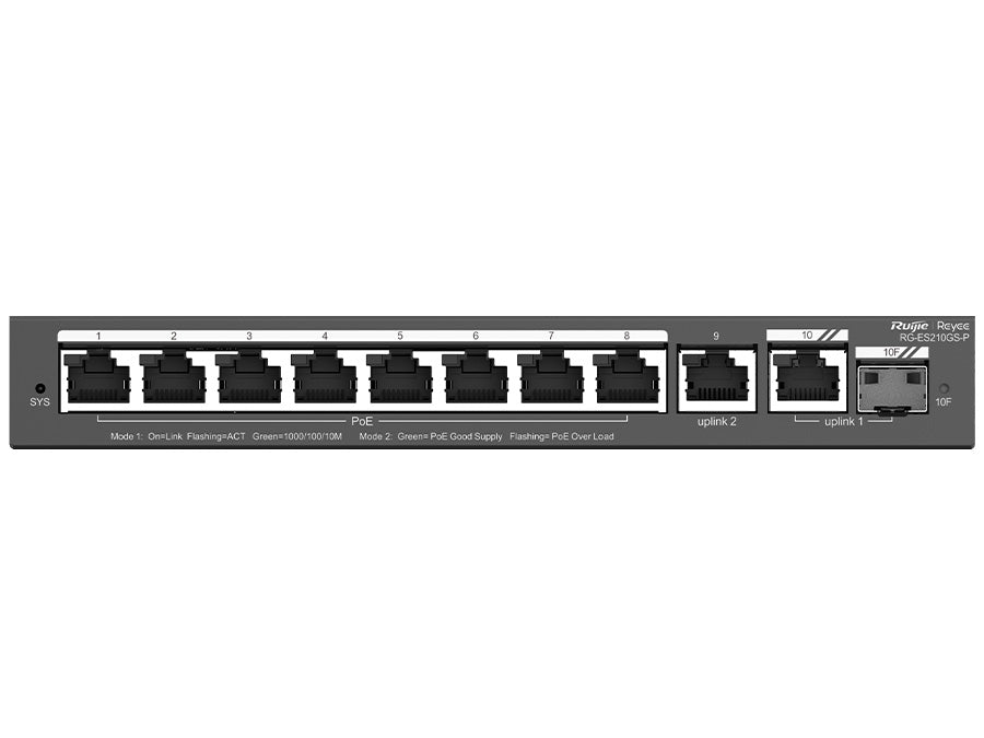 Reyee 10 Port Gigabit with 8 PoE 120W 1SFP Combo Port Smart Managed Switch | RG-ES210GS-P