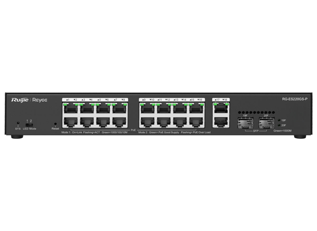 Reyee 18 Port Gigabit with 16 PoE 250W 2SFP Smart Managed Switch | Reyee | Buy in South Africa — Mozee Solutions