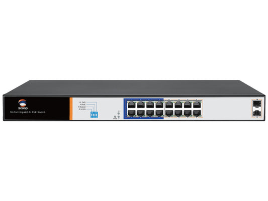 Scoop 16 Port Gigabit PoE 150W 2SFP Switch