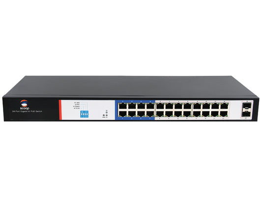 Scoop 24 Port Gigabit PoE 250W 2SFP Switch