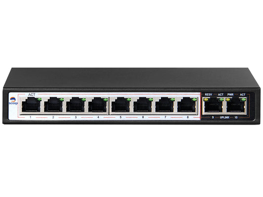 Scoop 10 Port Gigabit 8 PoE 96W Switch